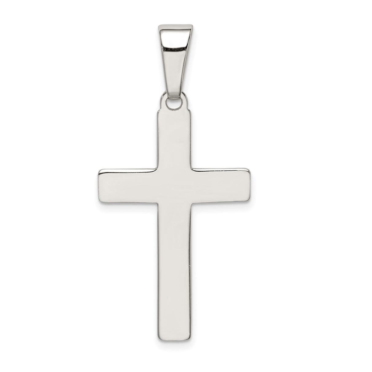 Sterling Silver Cross Pendant, Smooth Mirror Polish Religious Charm for Men and Women