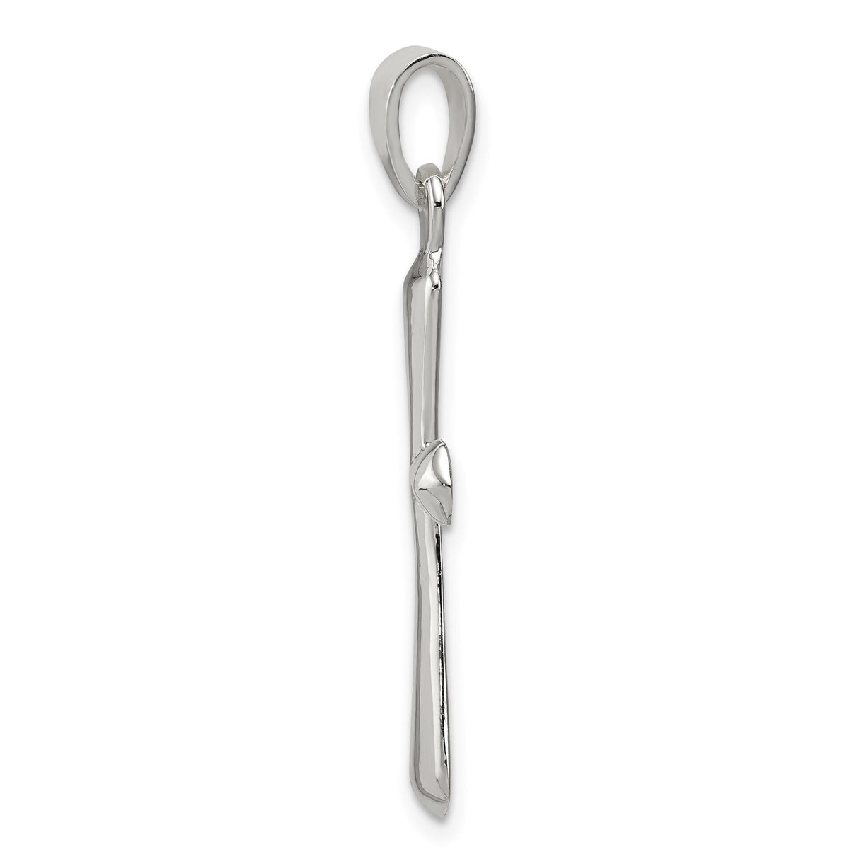 Sterling Silver Cross Pendant with Rounded Latin Design and Mirror Finish