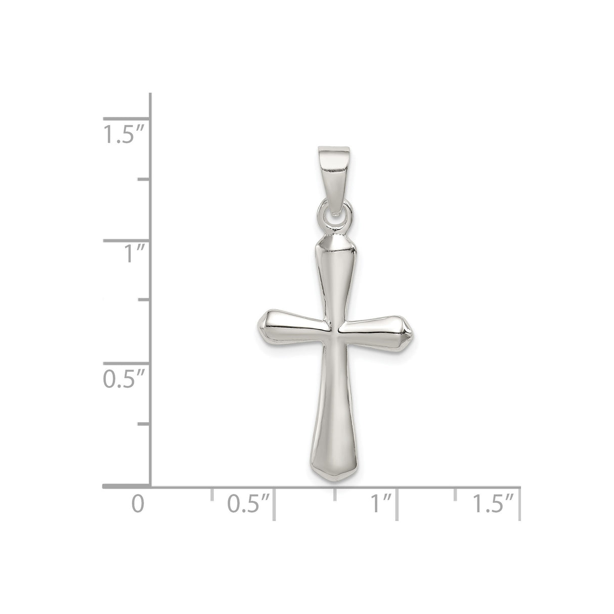 Sterling Silver Cross Pendant with Rounded Latin Design and Mirror Finish