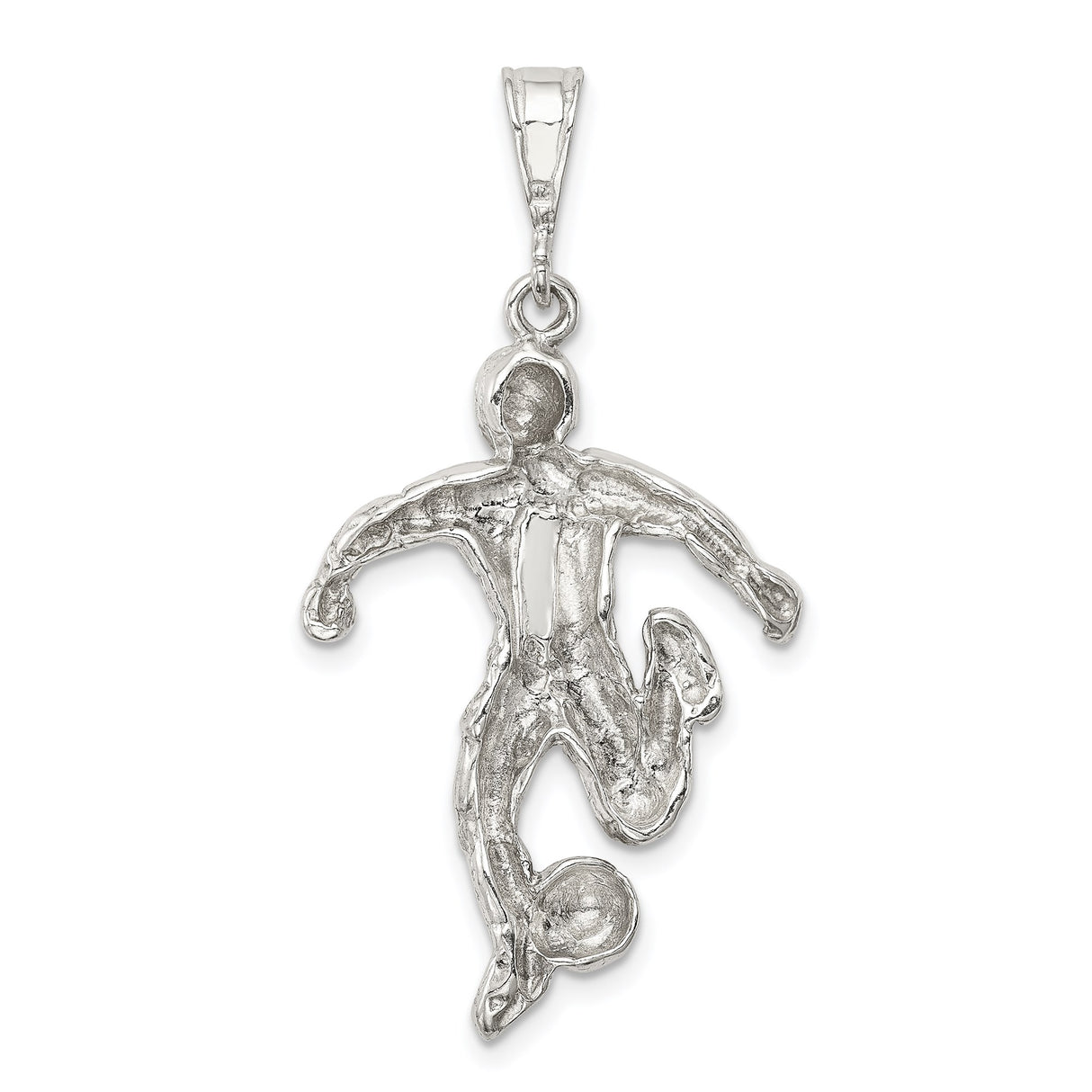 Sterling Silver Soccer Player Pendant with Realistic Male Figure, Unisex Sports Charm