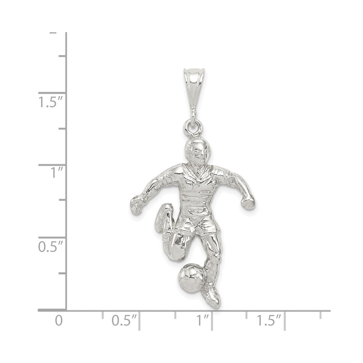 Sterling Silver Soccer Player Pendant with Realistic Male Figure, Unisex Sports Charm