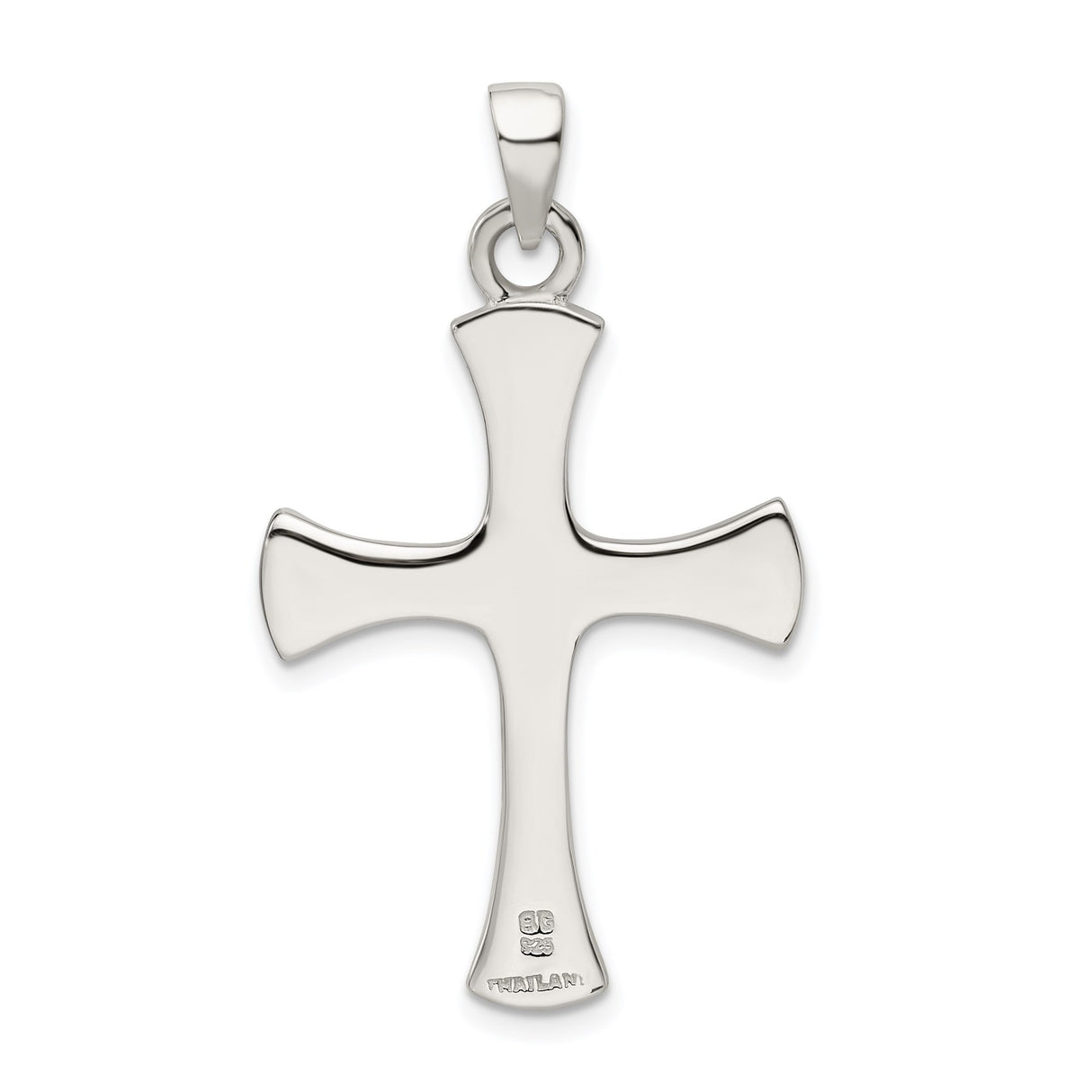 Sterling Silver Cross Pendant with Flared Ends, Modern Unisex Spiritual Jewelry