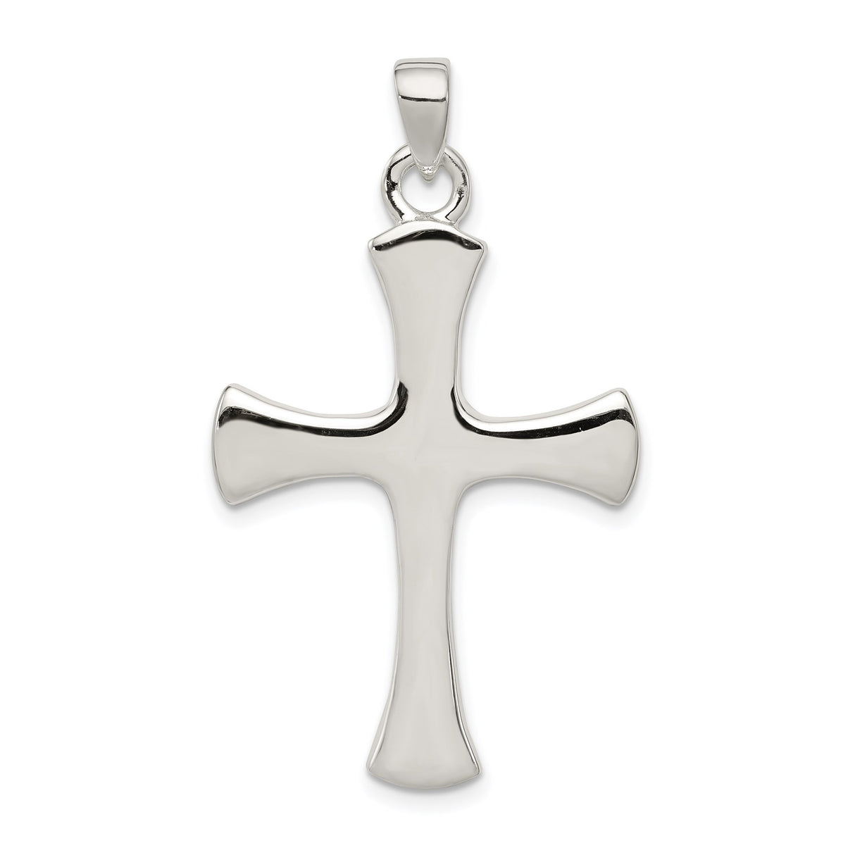 Sterling Silver Cross Pendant with Flared Ends, Modern Unisex Spiritual Jewelry