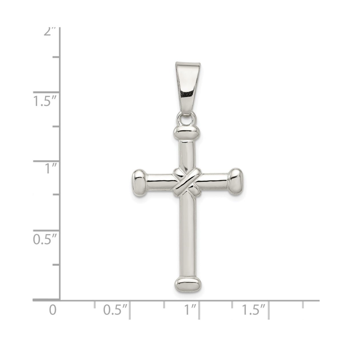 Sterling Silver Rope Cross Pendant with Polished Finish, Unisex Religious Jewelry