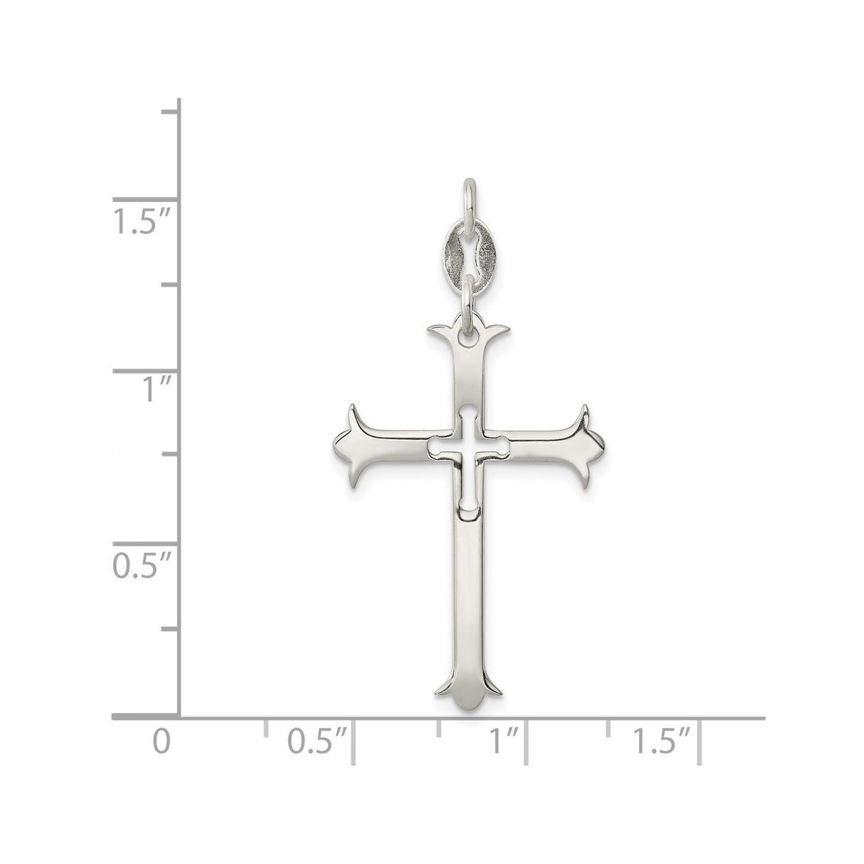 Sterling Silver Cross Pendant with Flared Fleur and Gothic Design for Men and Women