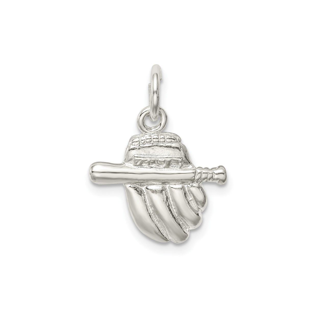 Sterling Silver Baseball Glove Charm Pendant, Detailed Glove and Ball Design, Unisex Sports Jewelry