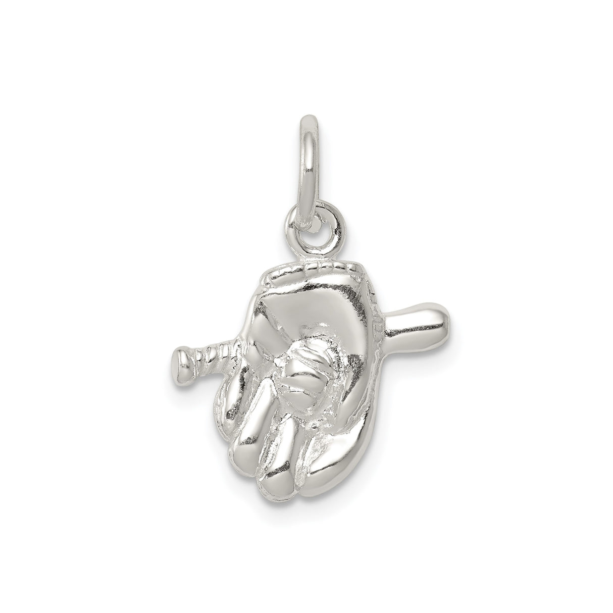 Sterling Silver Baseball Glove Charm Pendant, Detailed Glove and Ball Design, Unisex Sports Jewelry