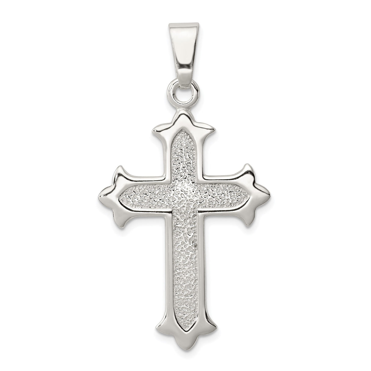 Sterling Silver Cross Pendant with Fleur Style and Heraldic Design for Men and Women
