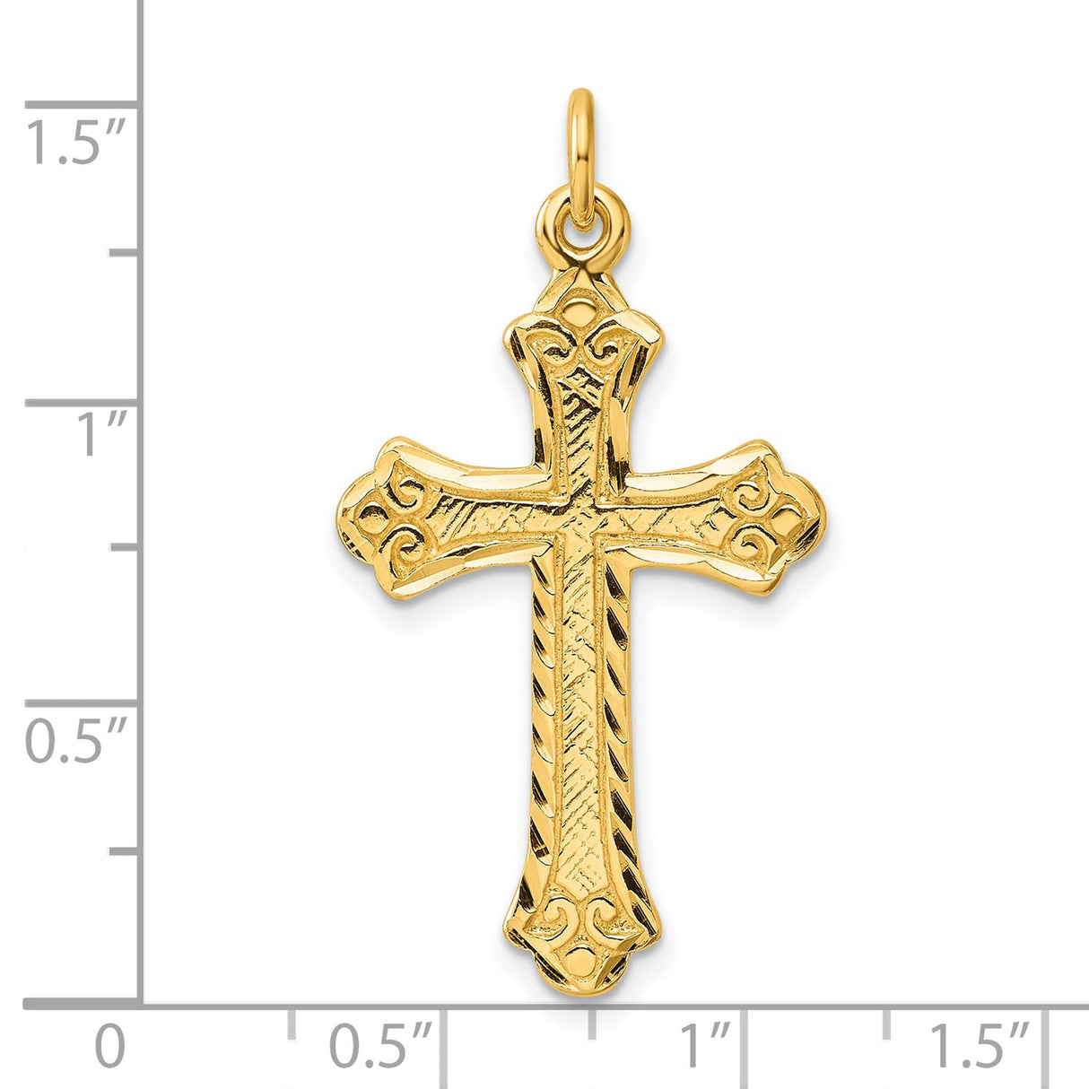 Sterling Silver Cross Pendant with Baroque Scrollwork, Vintage Latin Religious Design