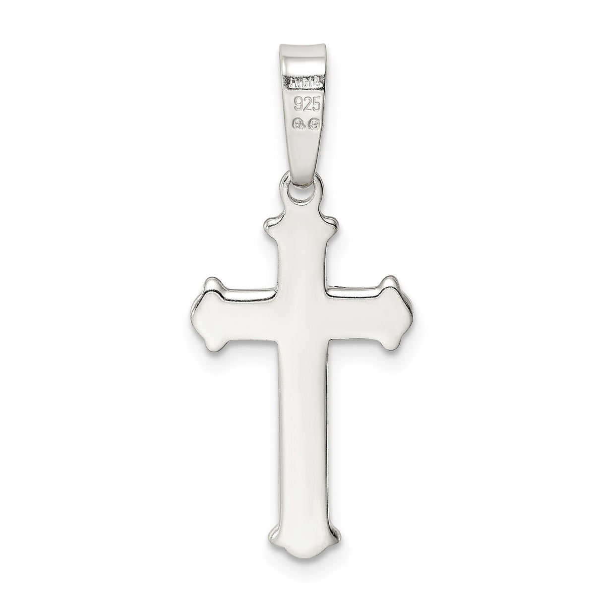 Sterling Silver Cross Pendant with Matte Center and Raised Outline Design