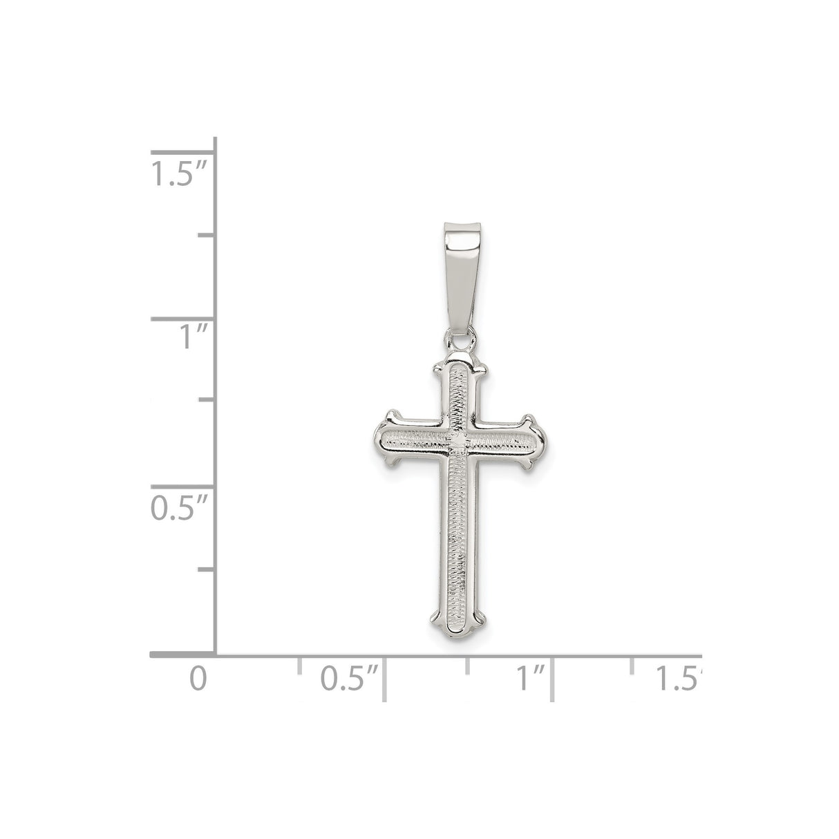 Sterling Silver Cross Pendant with Smooth High-Polish Finish and Textured Symmetrical Design