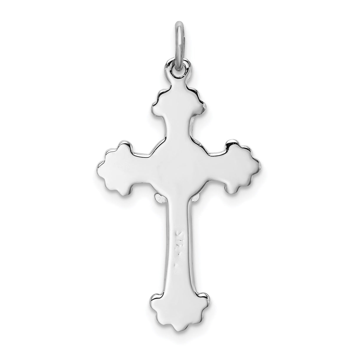 Sterling Silver Cross Pendant with Fleur de Lis, Baroque Style, Gold Plated Accent