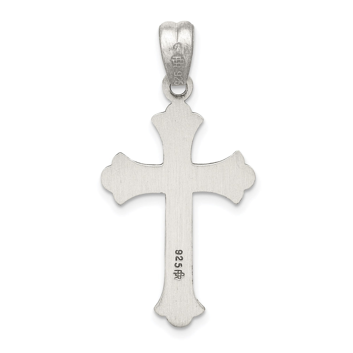 Sterling Silver Cross Pendant with Fleur Detailing and Oxidized Vintage Finish