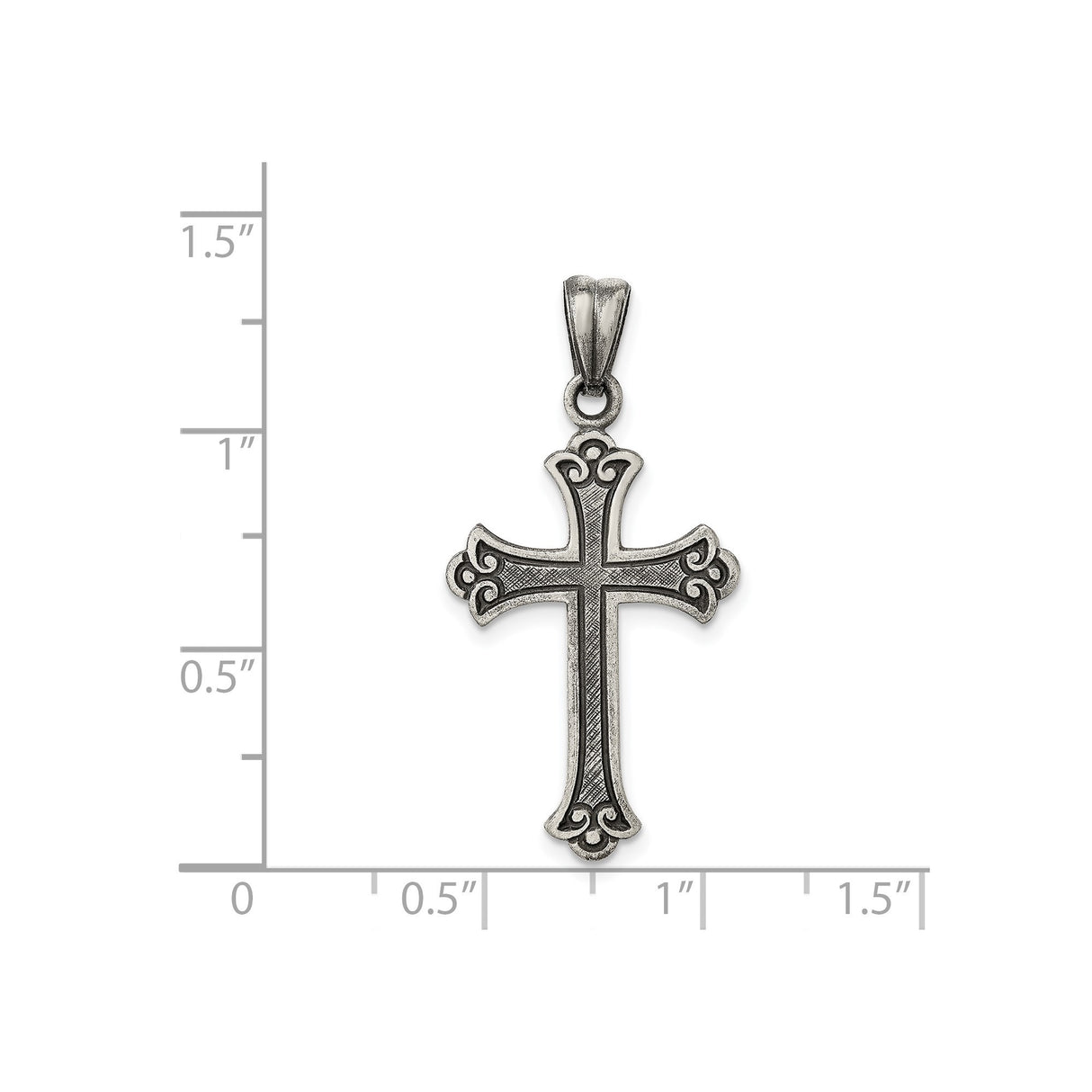 Sterling Silver Cross Pendant with Fleur Detailing and Oxidized Vintage Finish