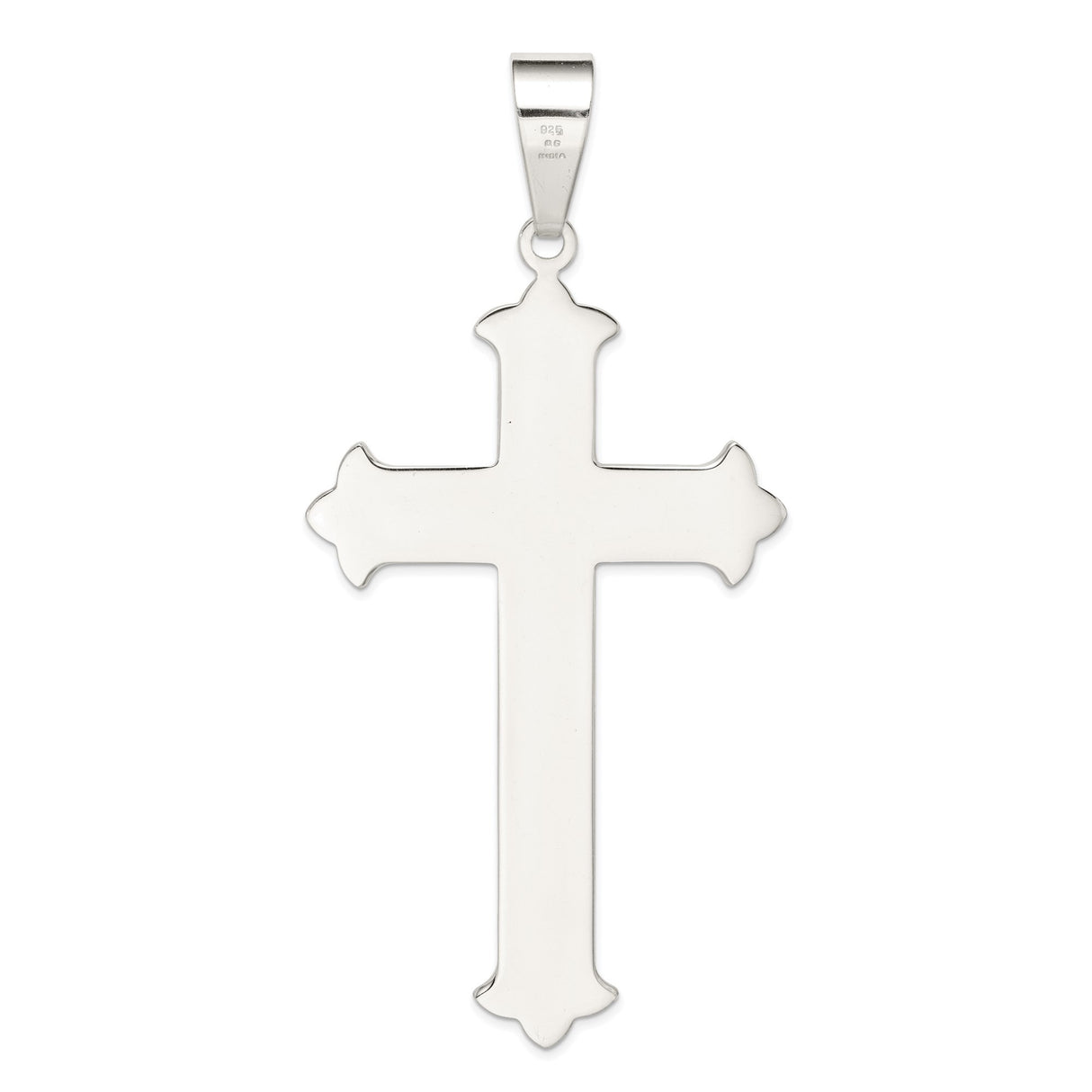 Sterling Silver Cross Pendant with Gothic Flared Design and Mirror Polished Finish