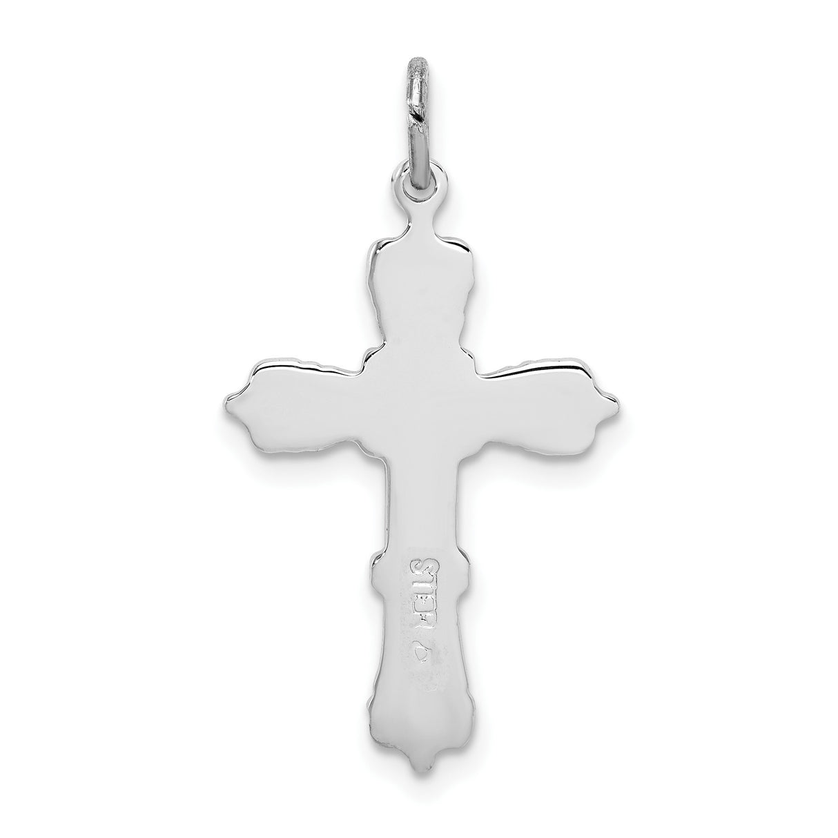 Sterling Silver Cross Pendant with Black Enamel, Gothic Baroque Scrollwork Design