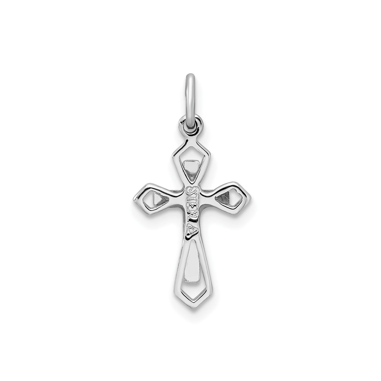 Sterling Silver Cross Pendant with Floral Enamel Design and Ribbon Accent