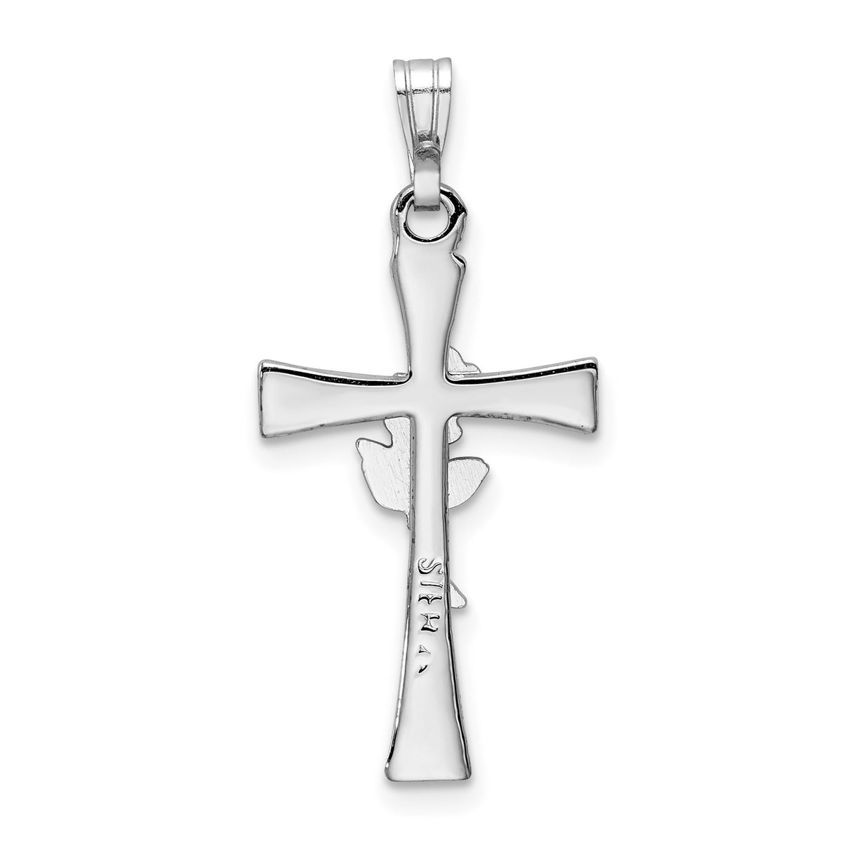 Sterling Silver Cross Pendant with Rose Detail and Floral Accents, Religious Symbol Jewelry