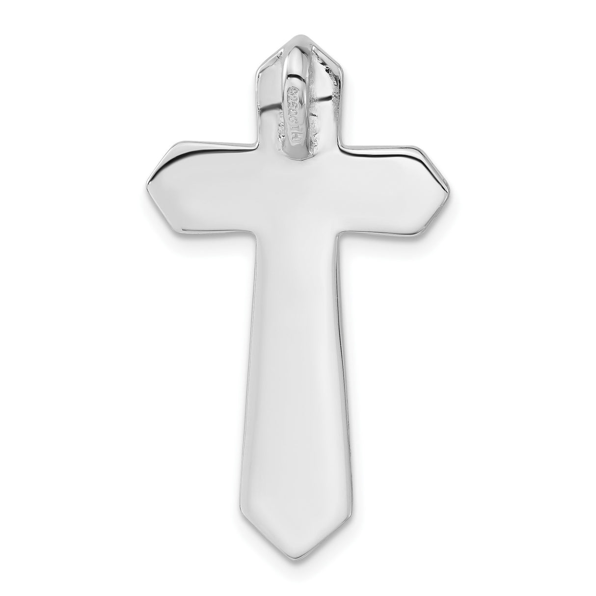 Sterling Silver Cross Pendant with Black Enamel Inlay and Crystal Accents for Men and Women