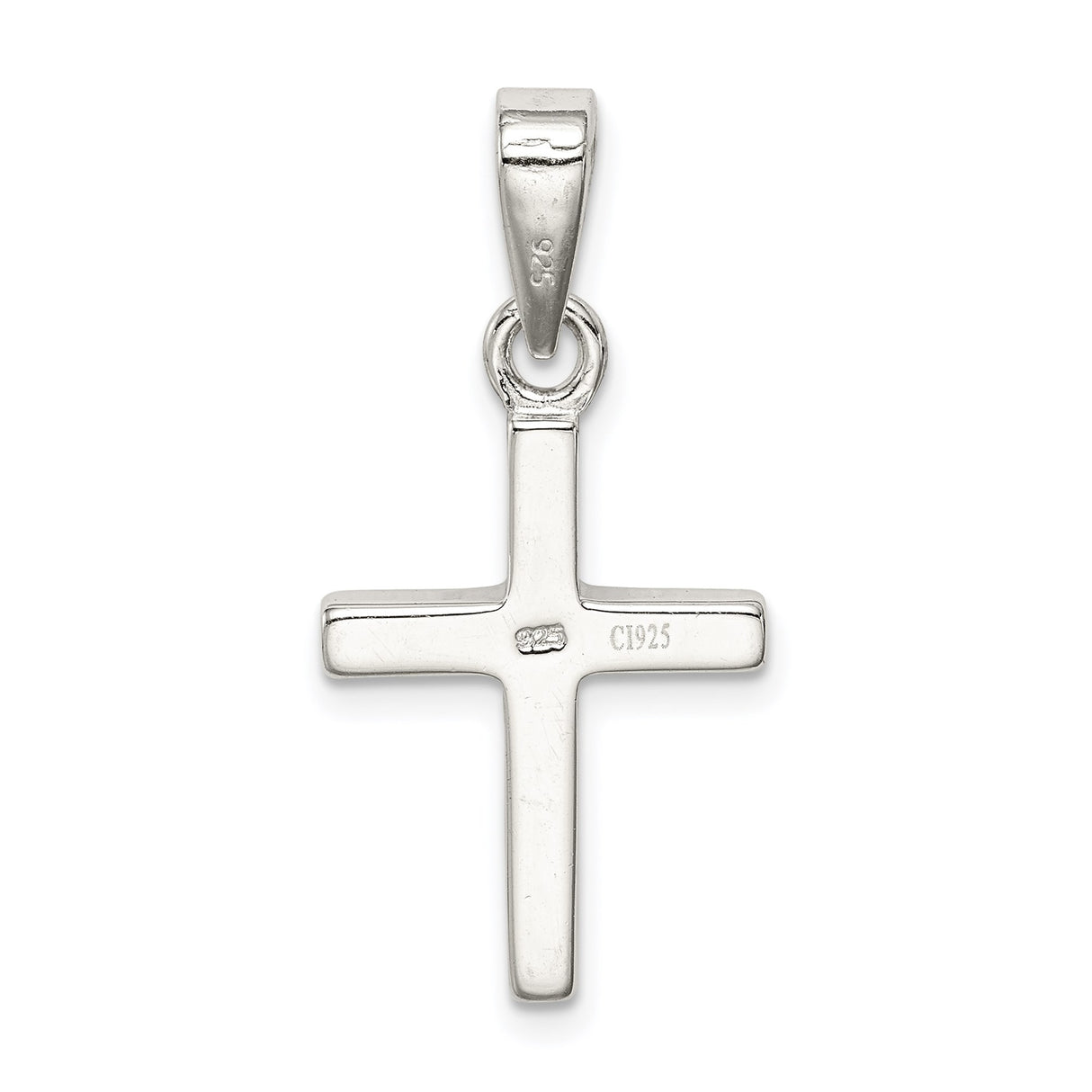 Sterling Silver Cross Pendant with Blue Green Lab Created Opal Inlay, Sleek Spiritual Design