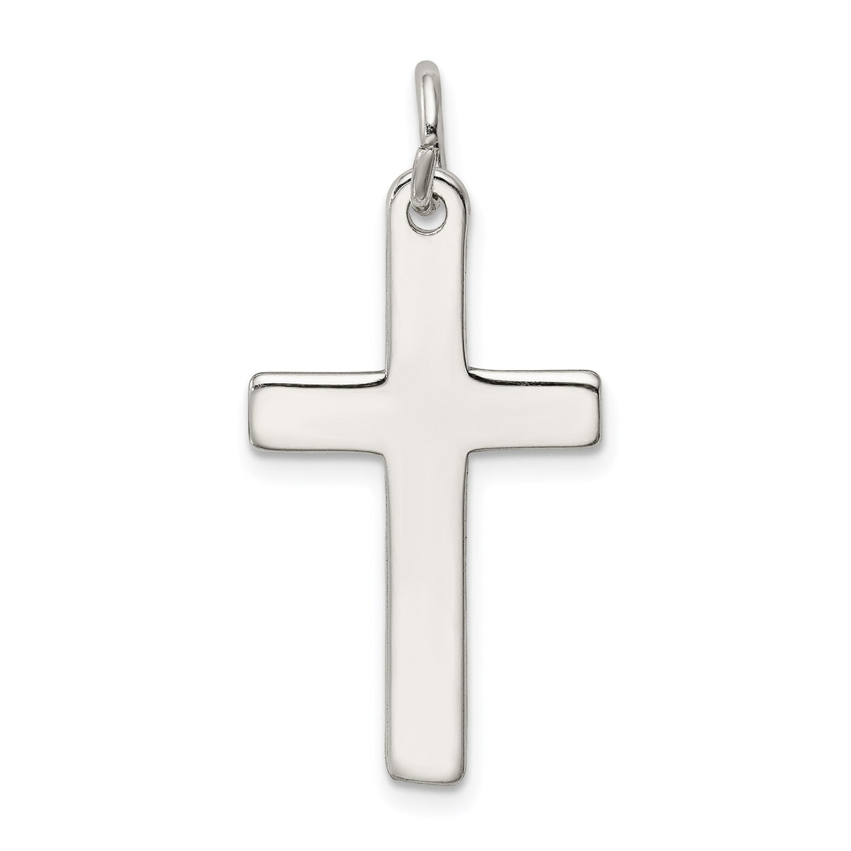Sterling Silver Cross Pendant with Starburst Detail and Polished Finish, Unisex Religious Jewelry