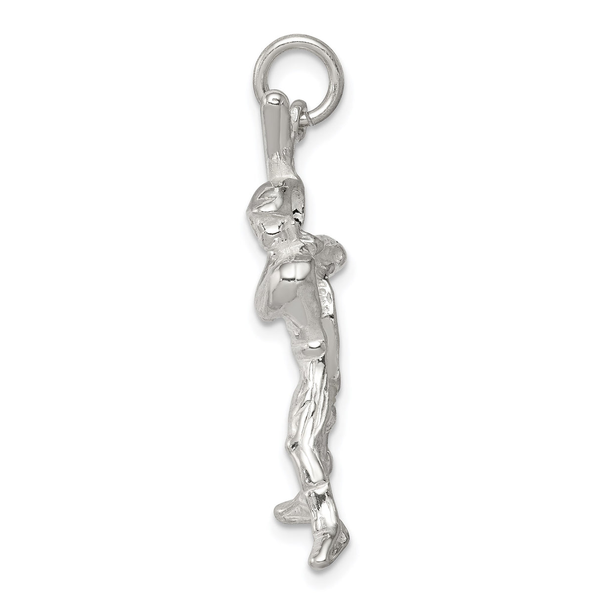 Sterling Silver Baseball Player Pendant with Batter in Motion, Athletic Sports Charm for Men or Boys