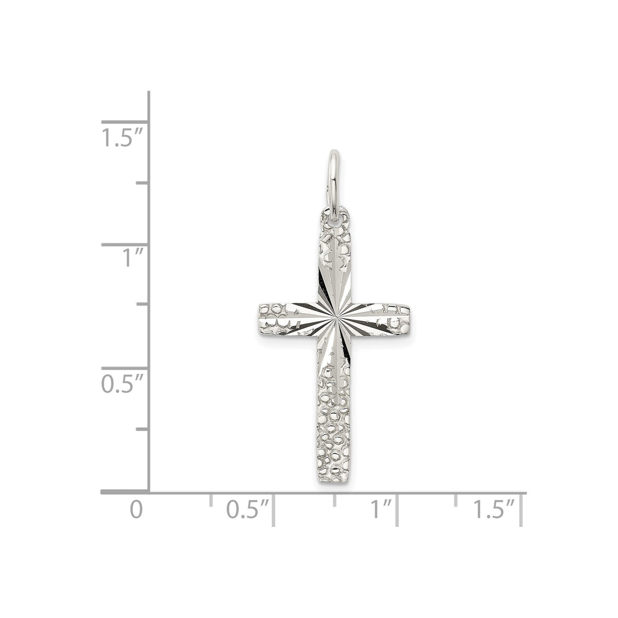 Sterling Silver Cross Pendant with Hammered Finish, Textured Minimalist Religious Design