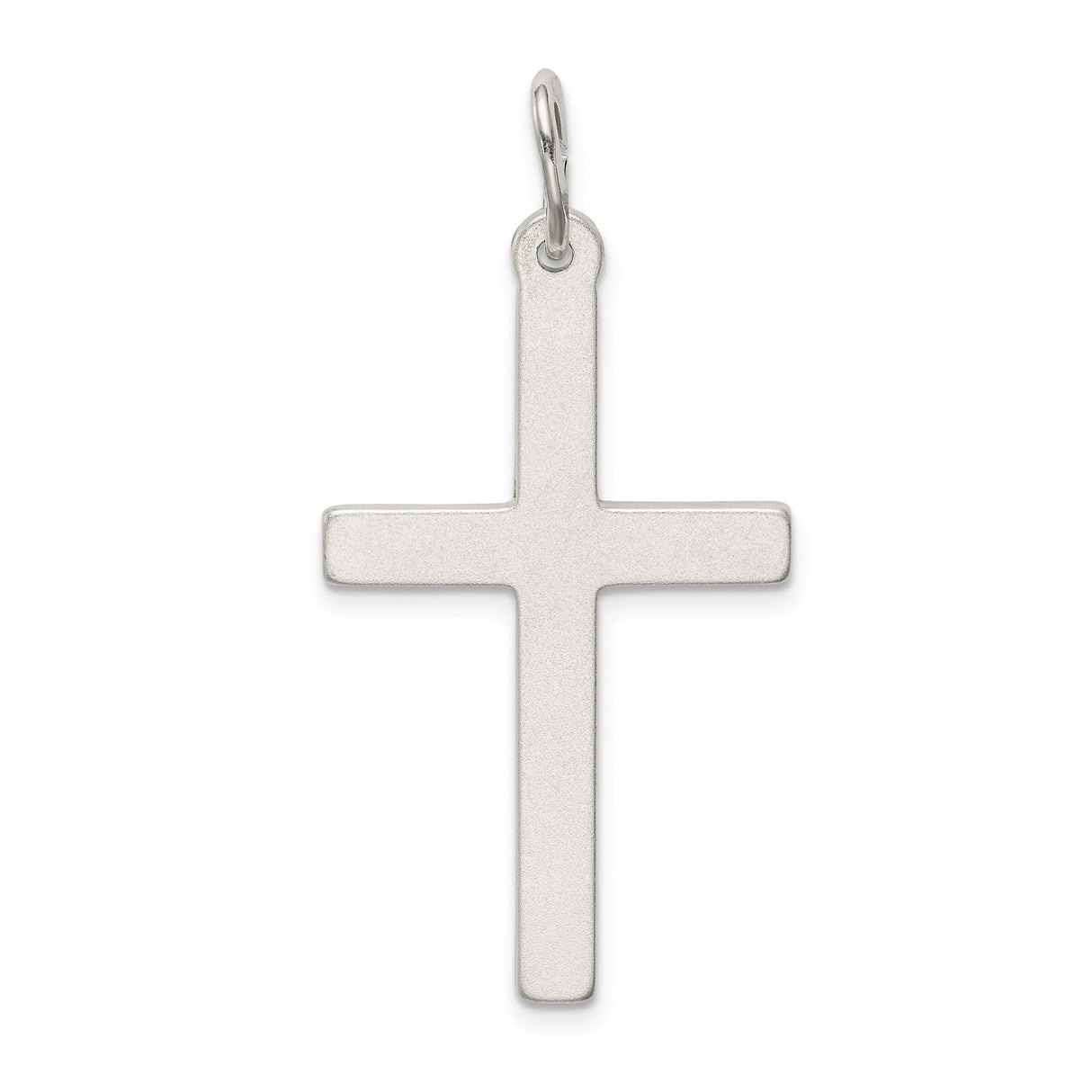 Sterling Silver Cross Pendant with Matte Finish and Polished Accents for Men and Women