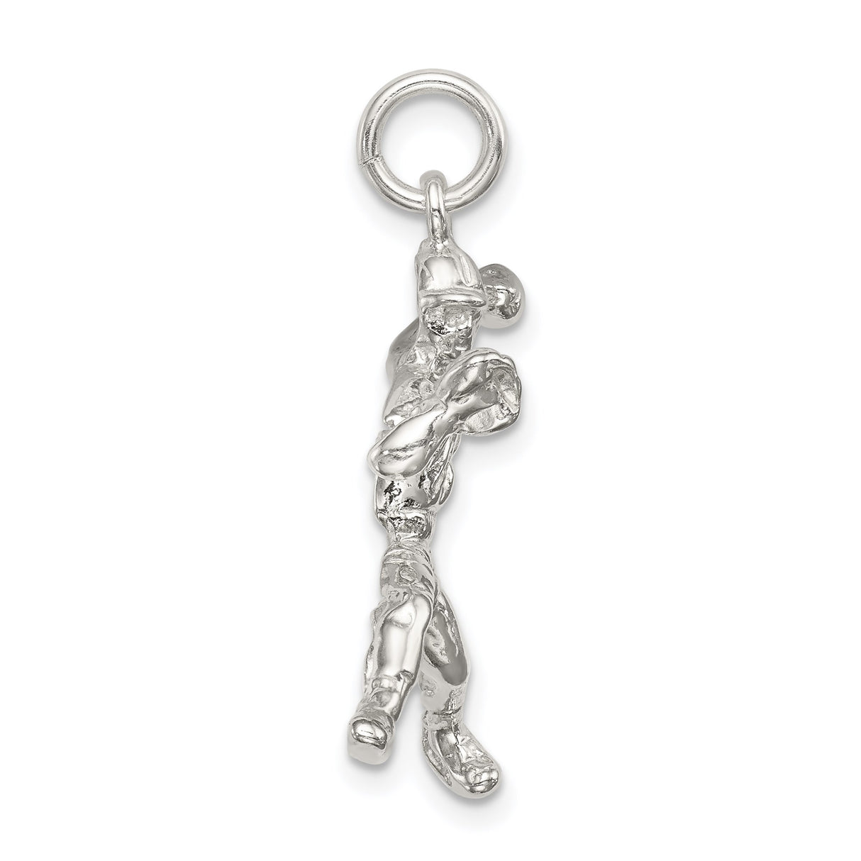 Sterling Silver Baseball Pitcher Pendant, Detailed Athlete in Motion, Unisex Sports Jewelry