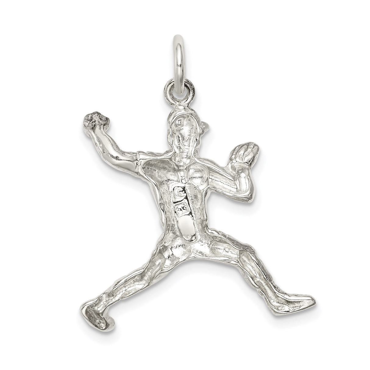 Sterling Silver Baseball Pitcher Pendant, Detailed Athlete in Motion, Unisex Sports Jewelry