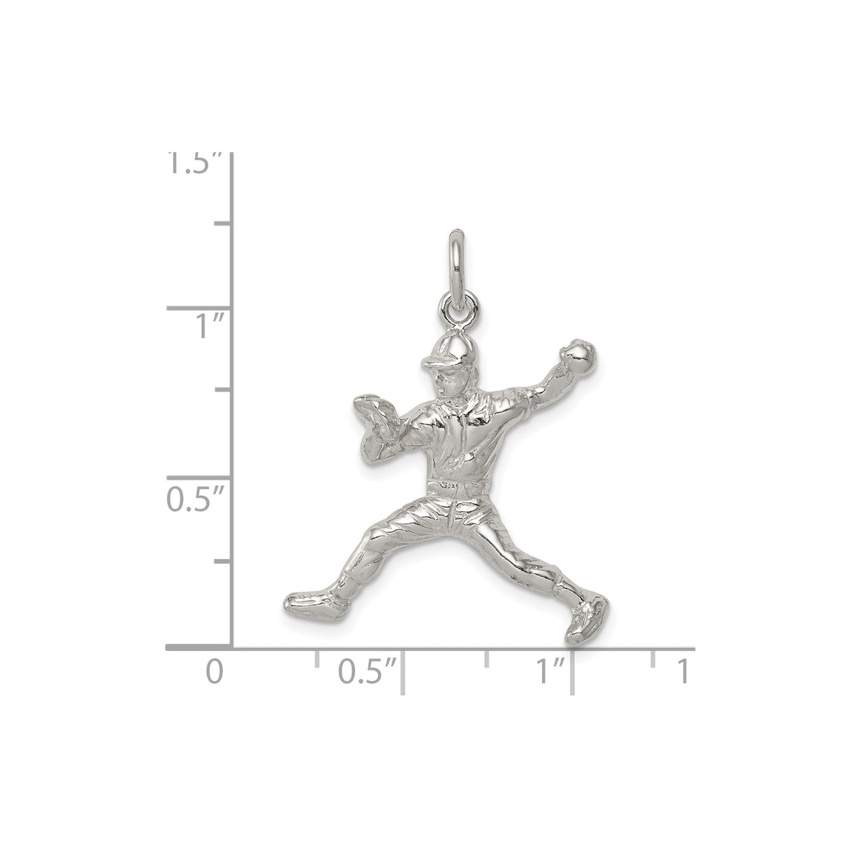 Sterling Silver Baseball Pitcher Pendant, Detailed Athlete in Motion, Unisex Sports Jewelry