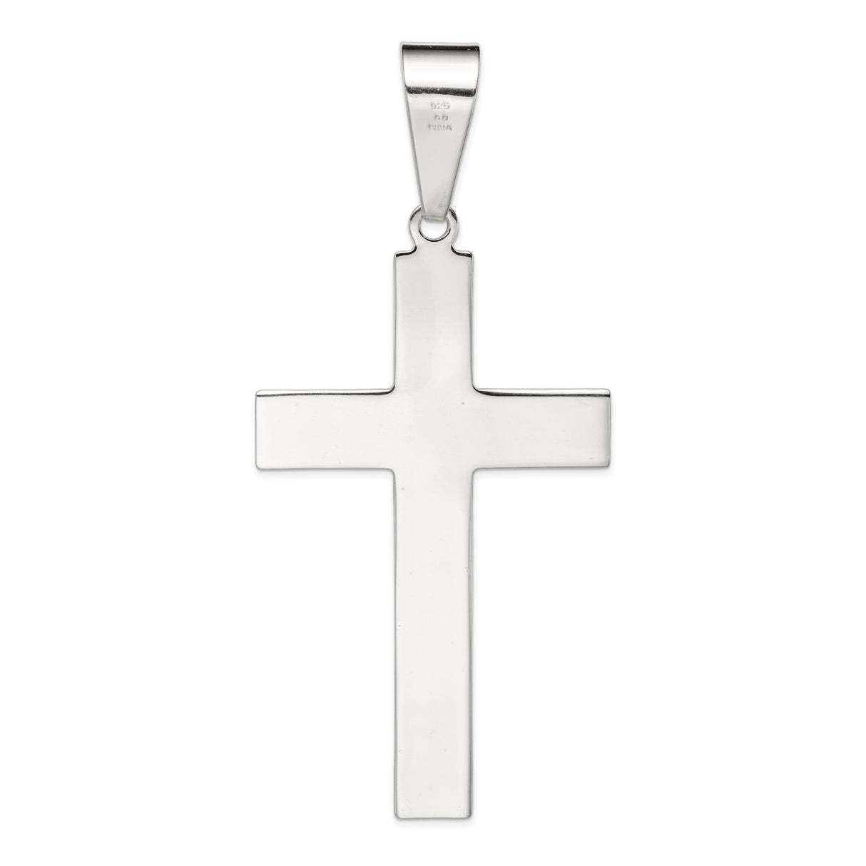Sterling Silver Cross Pendant with Polished Bevels, Modern Spiritual Design for Adults