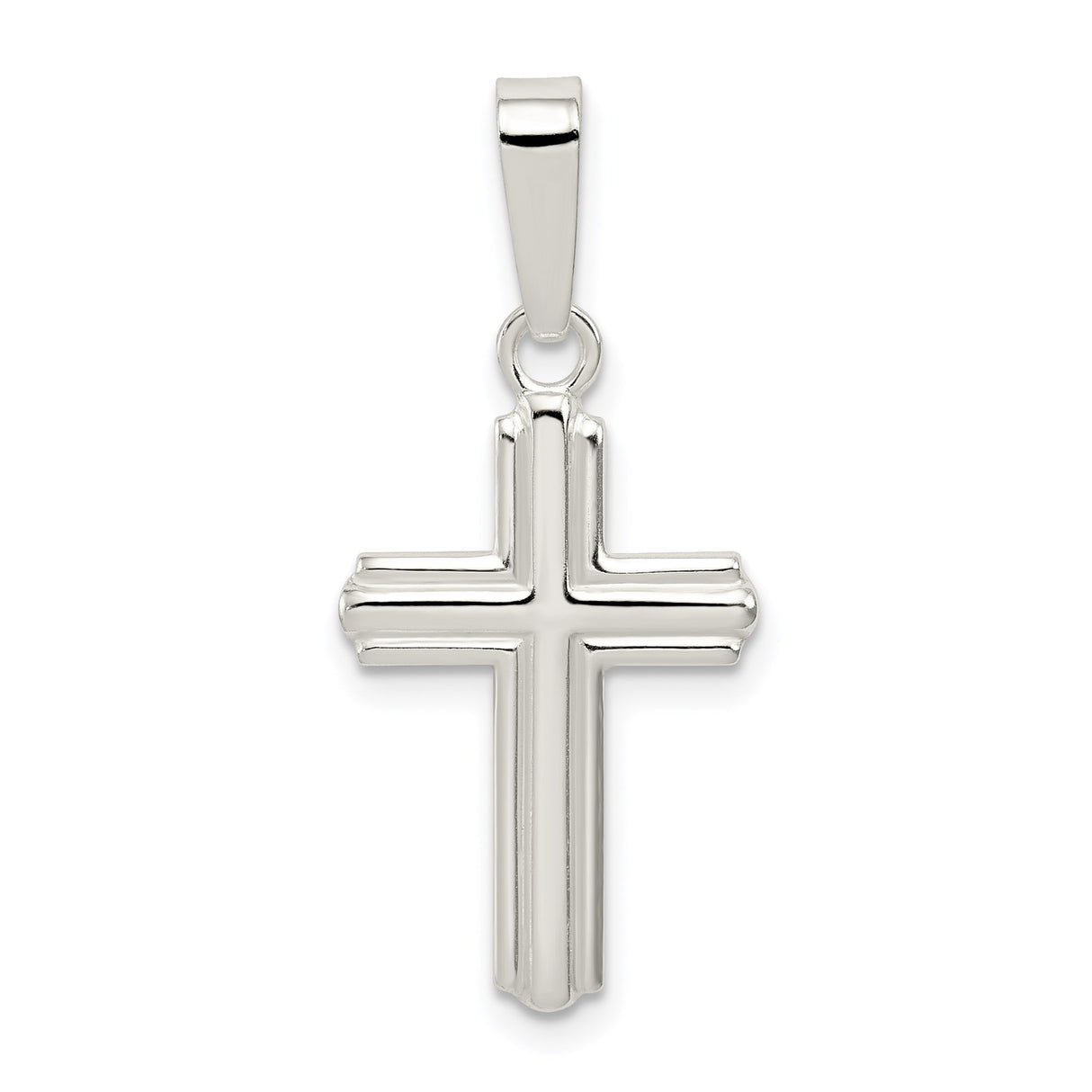 Sterling Silver Cross Pendant with Sleek Layered Minimalist Design for Men and Women