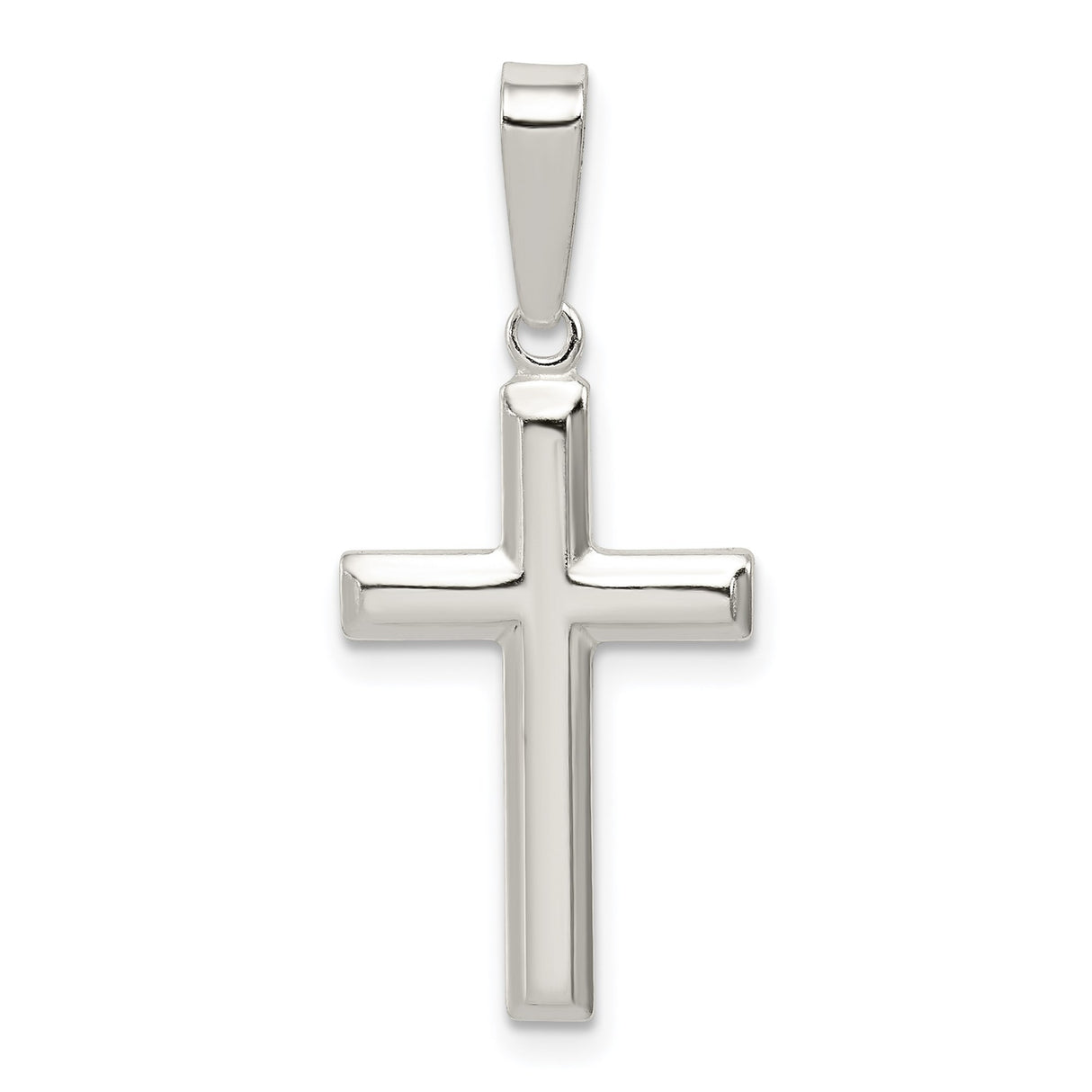 Sterling Silver Cross Pendant with Polished Latin Cross Design, Unisex Religious Jewelry
