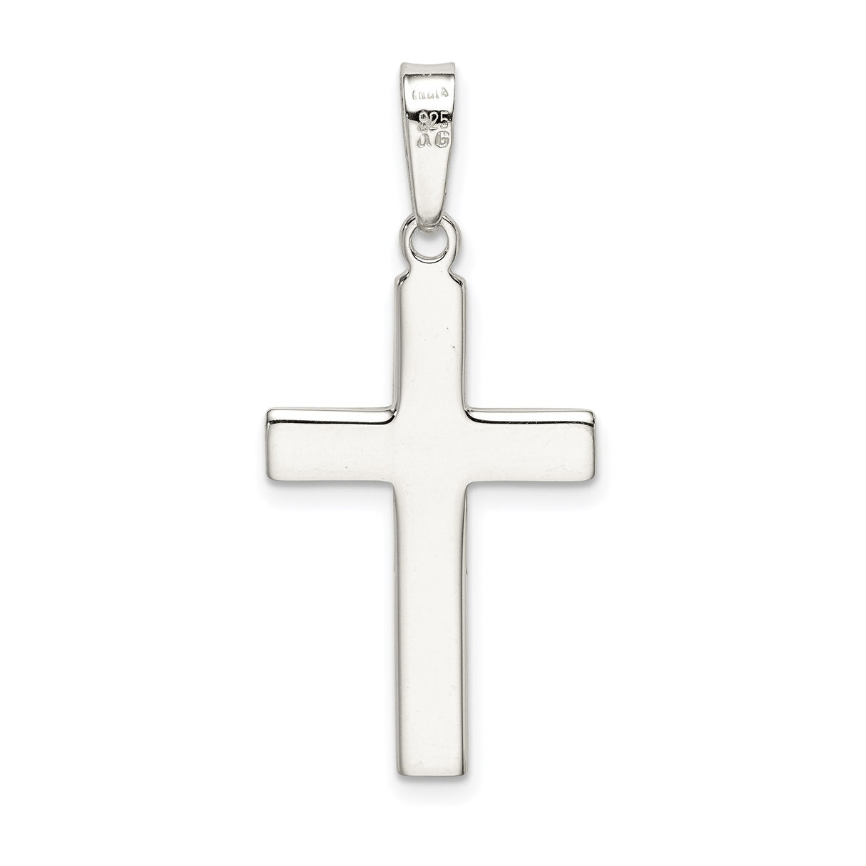 Sterling Silver Cross Pendant with Mirror Finish, Sleek Minimalist Religious Design for Men and Women