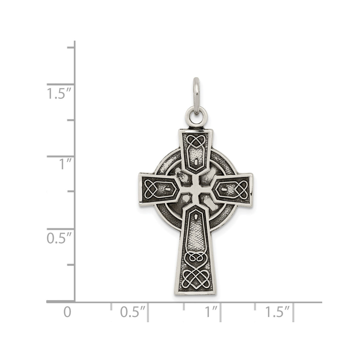 Sterling Silver Celtic Cross Pendant with Interwoven Knotwork and Antique Finish for Men and Women