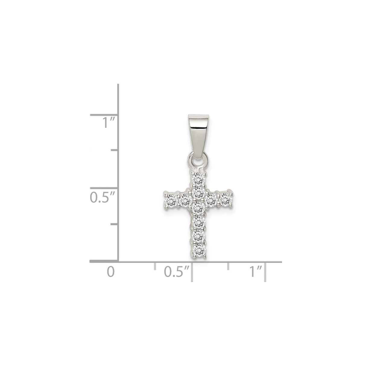Sterling Silver Cross Pendant with Cubic Zirconia, High Polish Finish, Minimalist Faith Jewelry