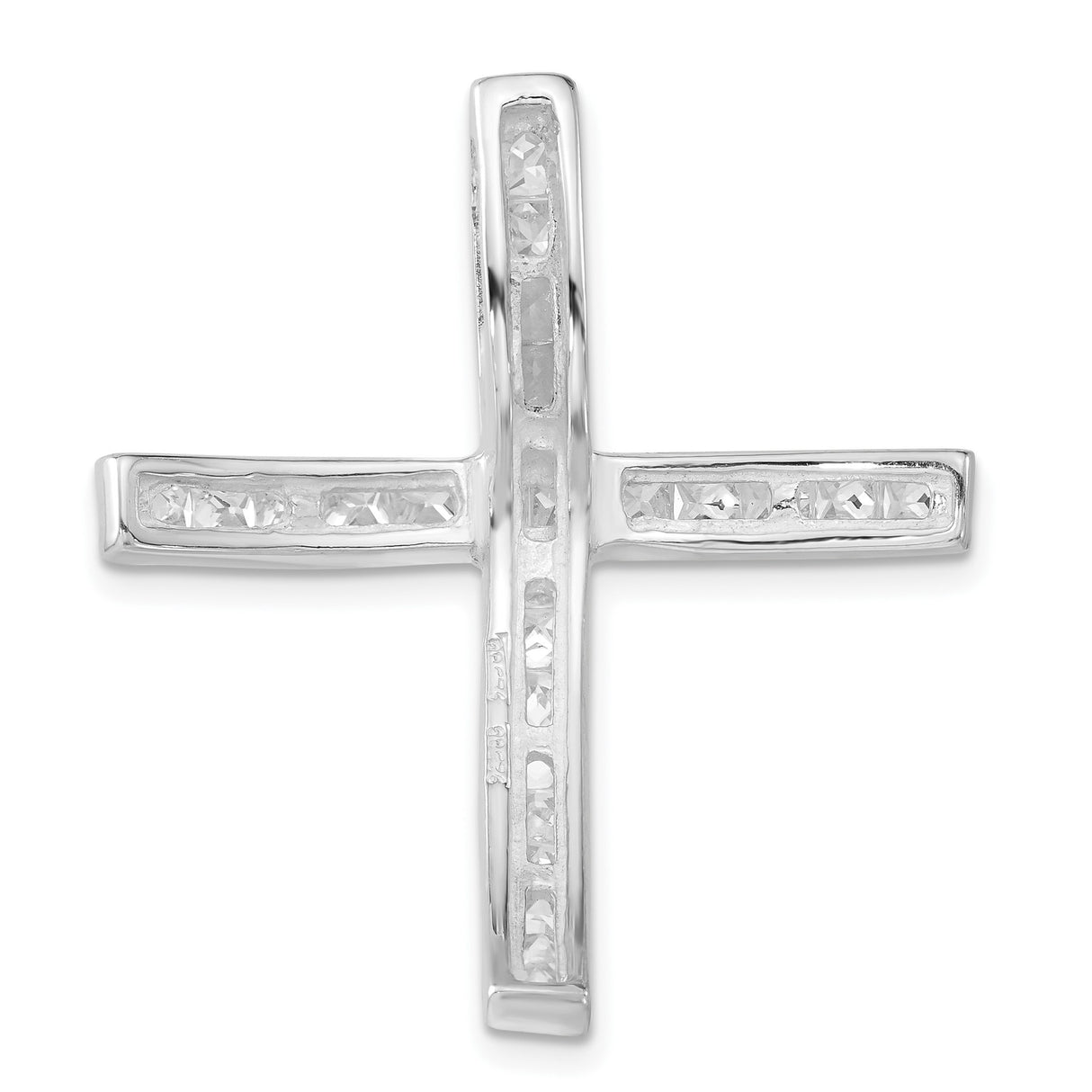 Sterling Silver Cross Pendant with Cubic Zirconia, Minimalist Religious Jewelry for Men and Women