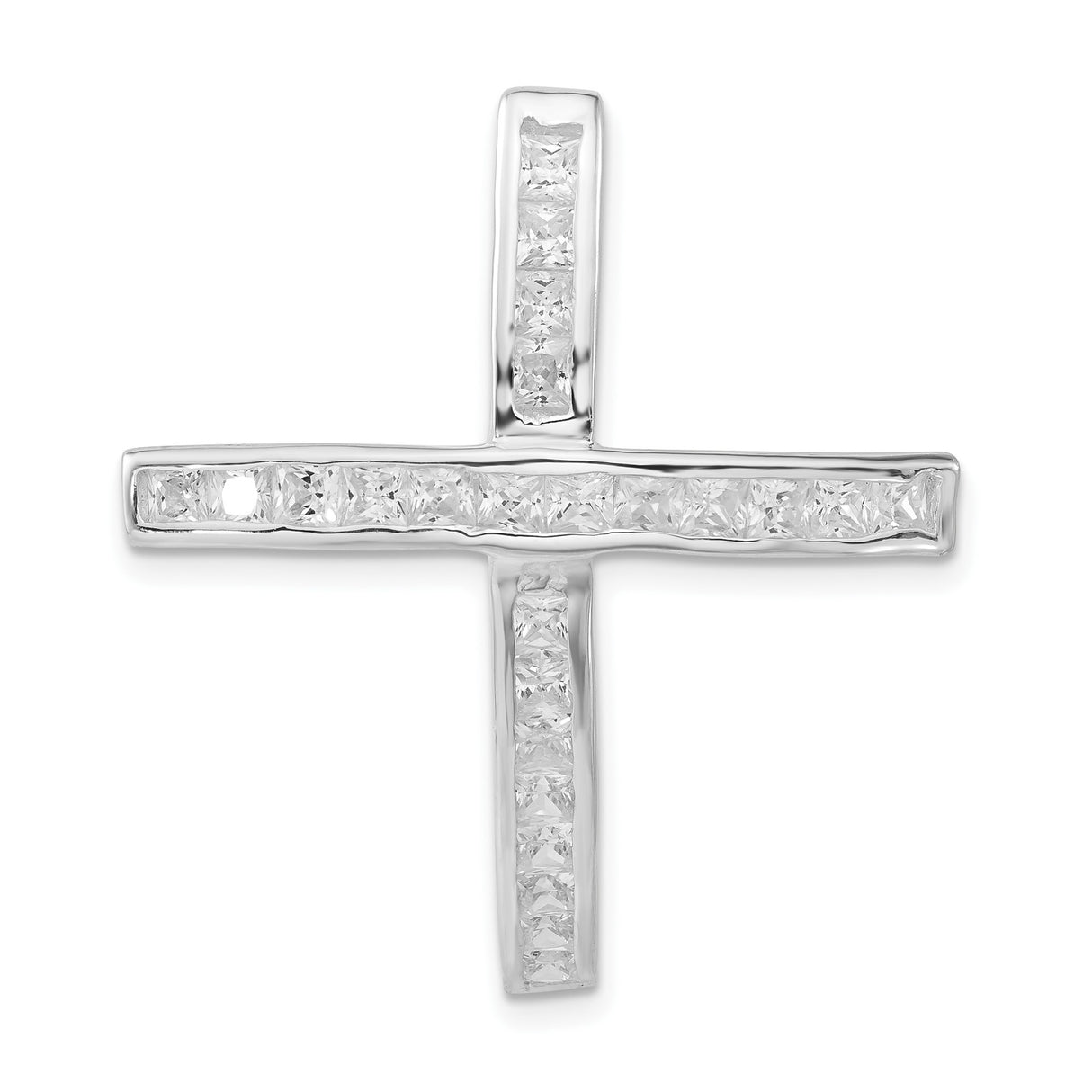 Sterling Silver Cross Pendant with Cubic Zirconia, Minimalist Religious Jewelry for Men and Women