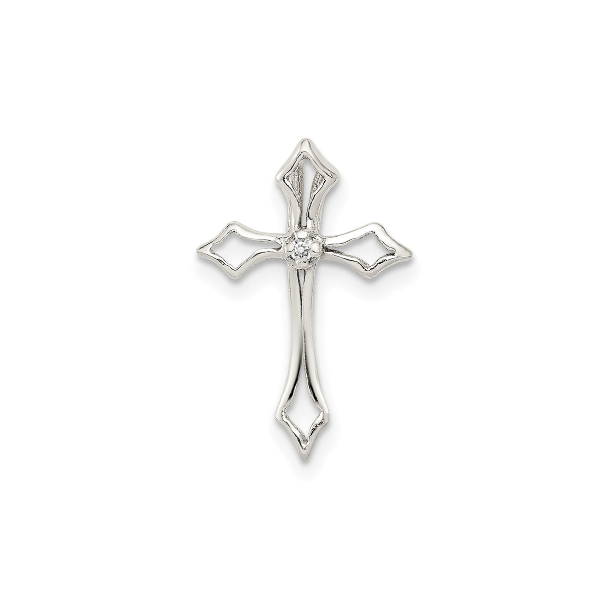 Sterling Silver Cross Pendant with Cubic Zirconia, Modern Minimalist Design for Men and Women