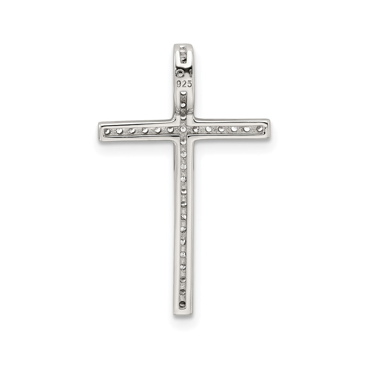 Sterling Silver Cross Pendant with Micro Pave Round Stones, Vintage Milgrain Design