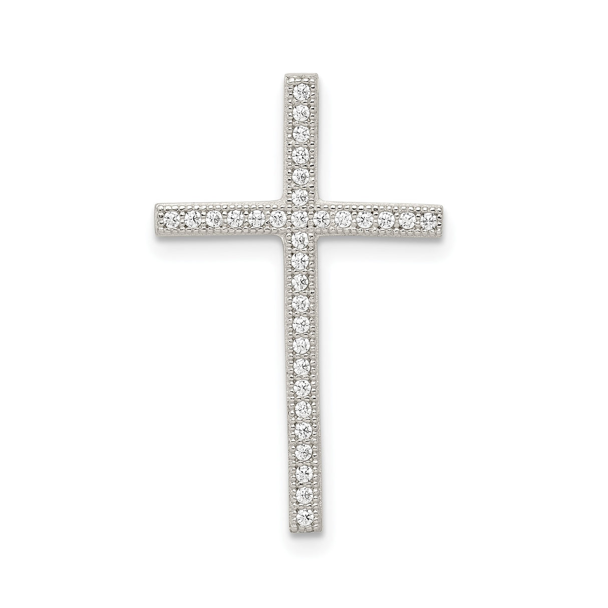 Sterling Silver Cross Pendant with Micro Pave Round Stones, Vintage Milgrain Design