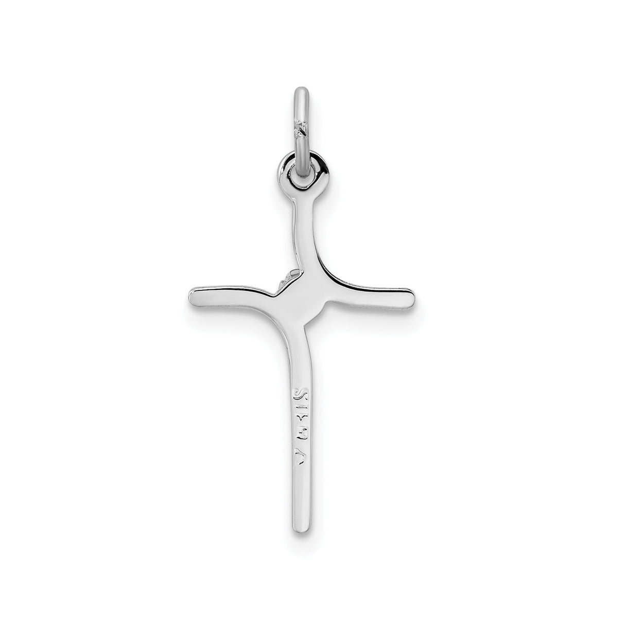 Sterling Silver Faith Pendant with Cubic Zirconia, Curved Modern Cross Design for Men and Women