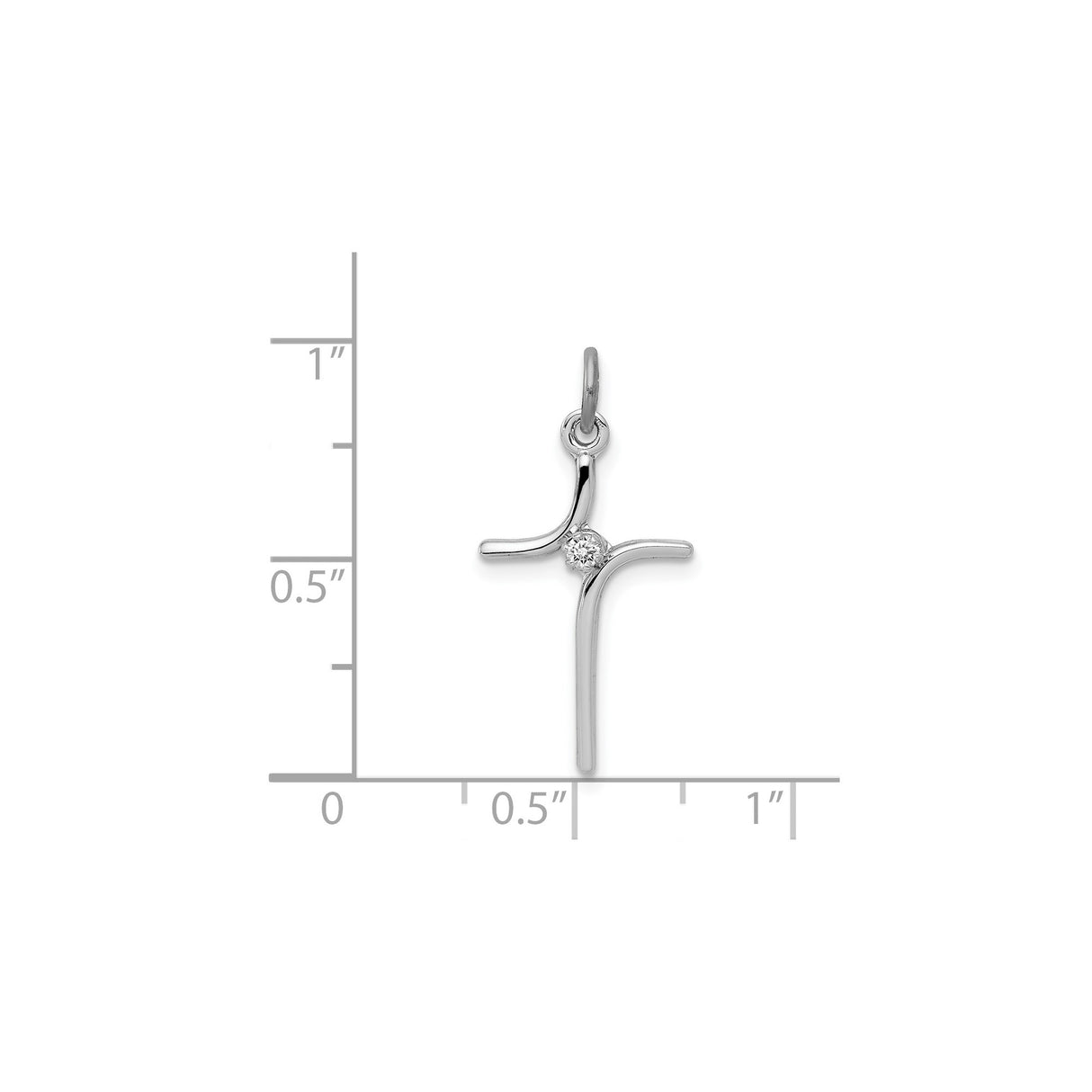 Sterling Silver Faith Pendant with Cubic Zirconia, Curved Modern Cross Design for Men and Women