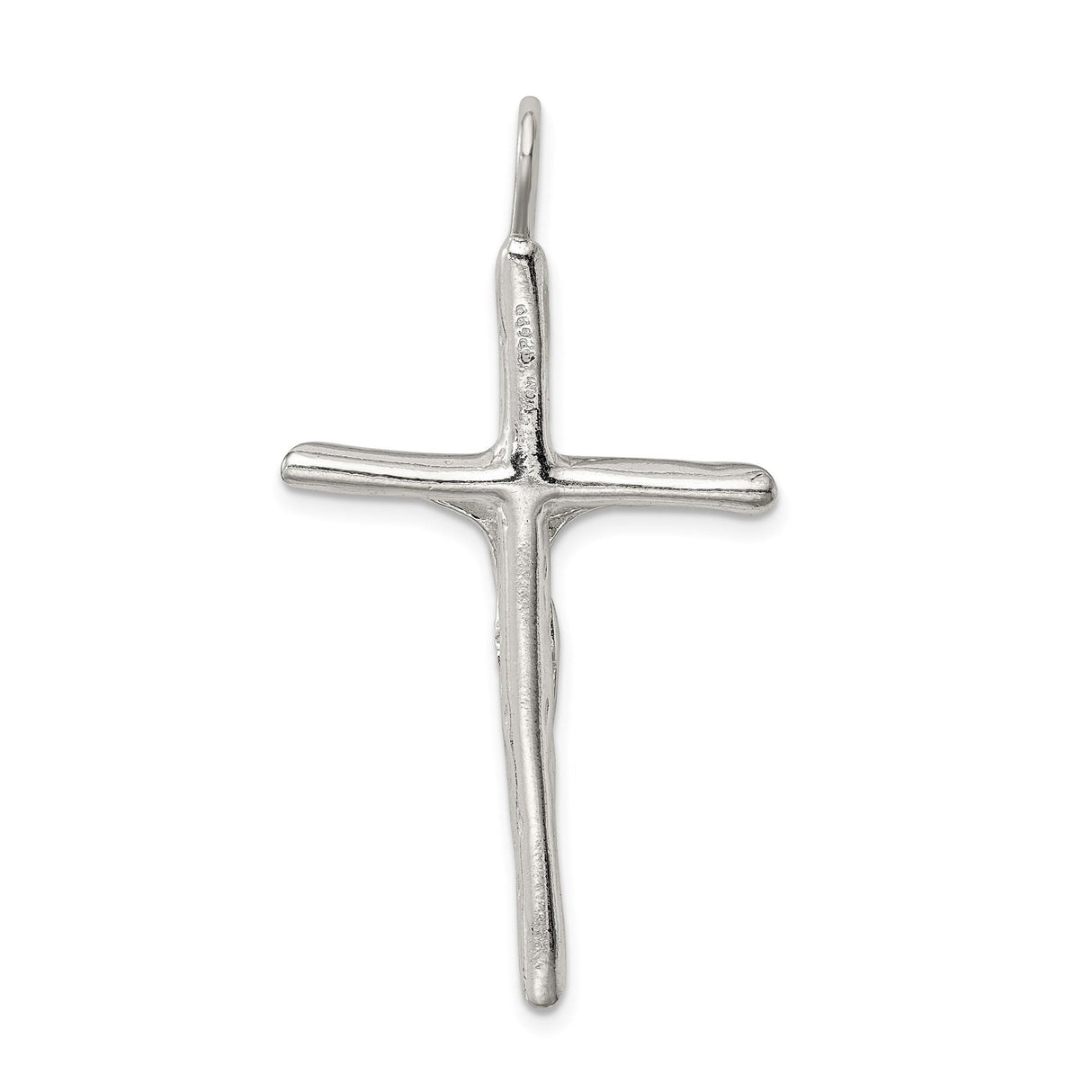Sterling Silver Crucifix Cross Pendant with Textured Detailing, Minimalist Religious Jewelry