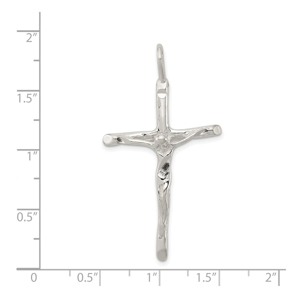 Sterling Silver Crucifix Cross Pendant with Textured Detailing, Minimalist Religious Jewelry