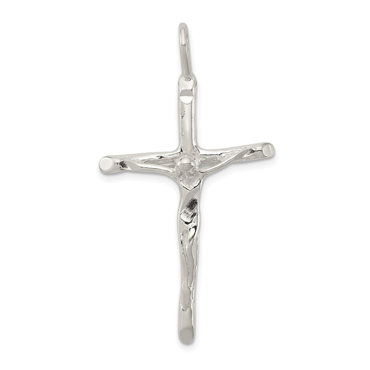 Sterling Silver Crucifix Cross Pendant with Textured Detailing, Minimalist Religious Jewelry