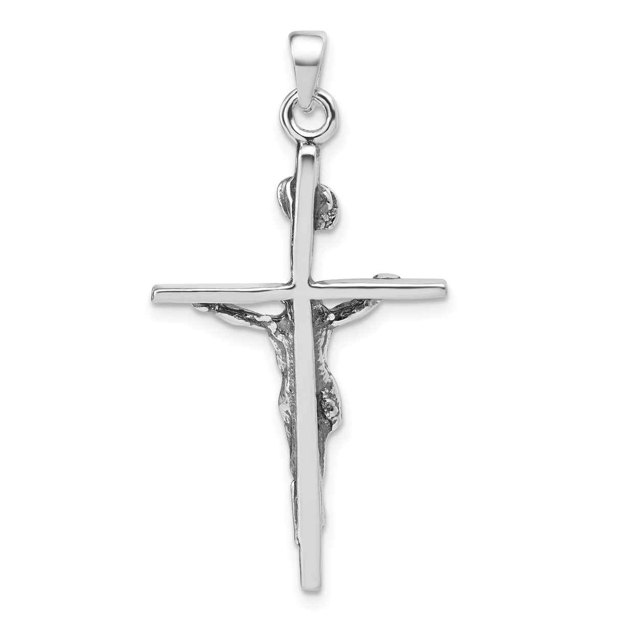 Sterling Silver Crucifix Cross Pendant with Jesus and INRI Detailing, Christian Religious Charm