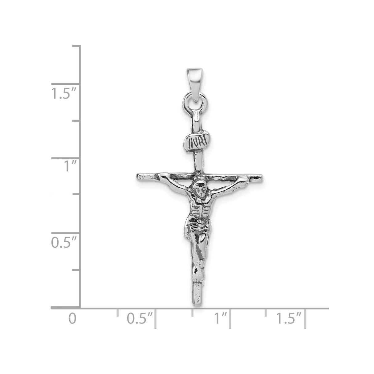 Sterling Silver Crucifix Cross Pendant with Jesus and INRI Detailing, Christian Religious Charm