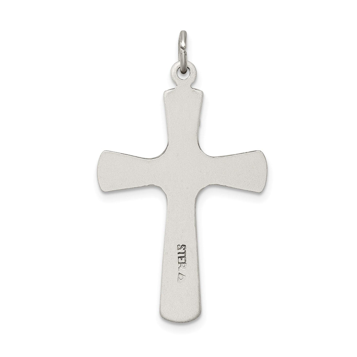 Sterling Silver Crucifix Pendant with Matte Finish and Detailed Relief Design